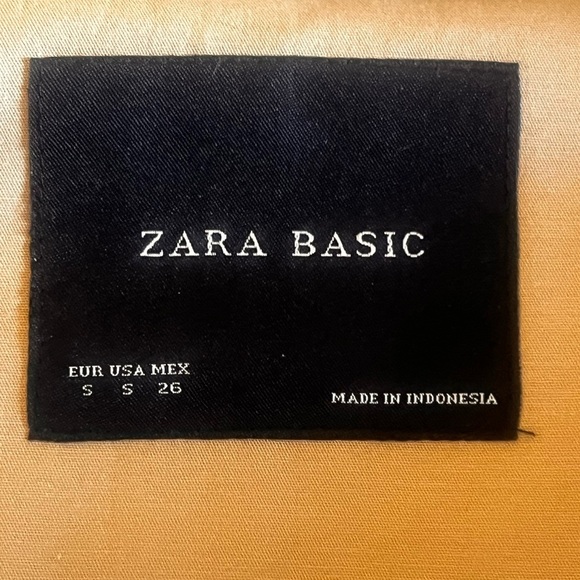 Zara Camel mid length khaki tan Trench Coat size small - Picture 13 of 15